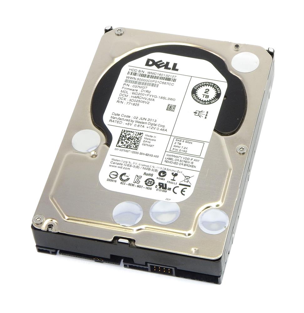 037MGT Dell 2TB 7200RPM SAS 6GB/s 32MB Cache 3.5-inch Internal Hard Drive
