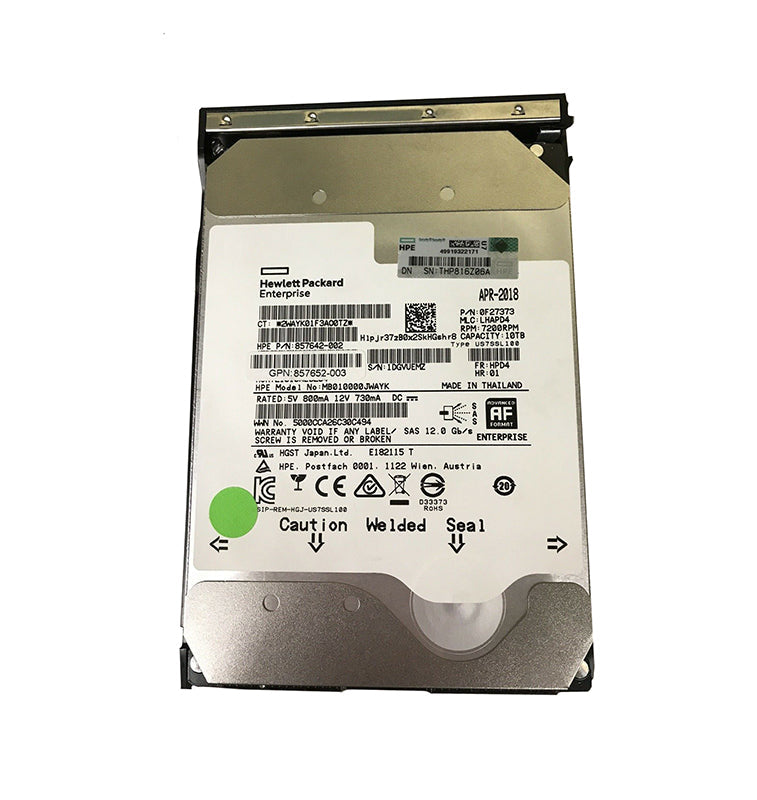857642-002 HP 10TB 7200RPM SAS 12Gbps Dual Port 3.5-Inch Hard Drive with LP Converter