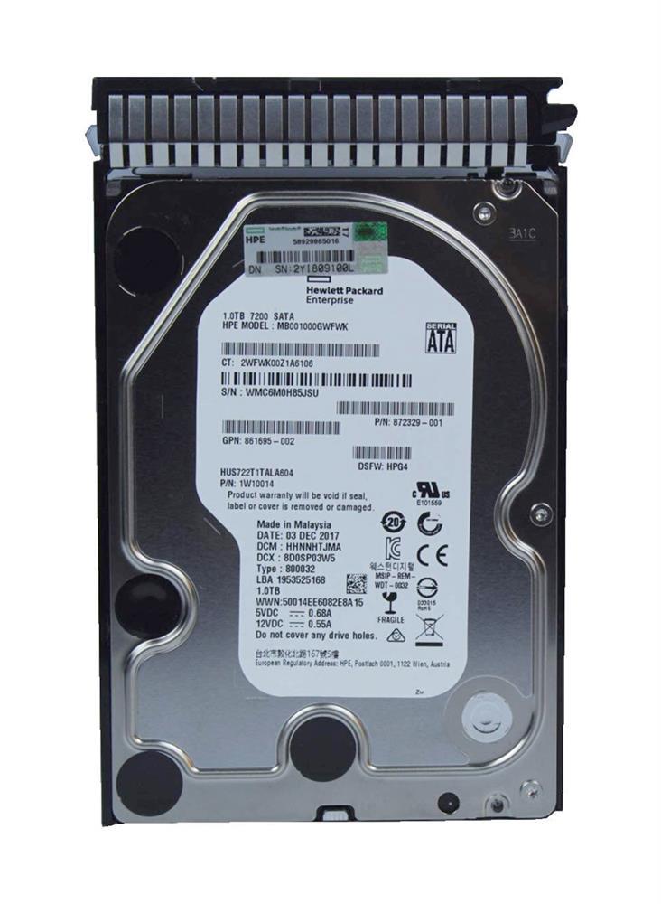 872329-001 HPE G8-G10 1TB 7200RPM SATA 6Gbps 3.5-inch Hard Drive