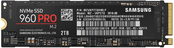 MZVKP2T0HMLP Samsung 960 PRO Series 2TB MLC PCI Express 3.0 x4 NVMe (AES-256 / TCG Opal 2.0) M.2 2280 Solid State Drive
