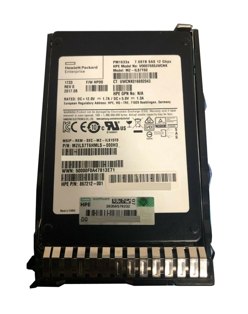 P49039-H21 HPE 7.68TB SAS 12Gbps Read Intensive 2.5-Inch Solid State Drive with Smart Carrier for G10 Server