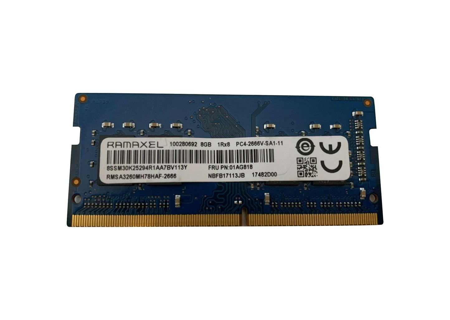 RMSA3260MH78HAF-2666 Ramaxel 8GB DDR4-2666MHz PC4-21300 Non-ECC Unbuffered CL19 260-Pin SODIMM 1.2V Single Rank Memory Module