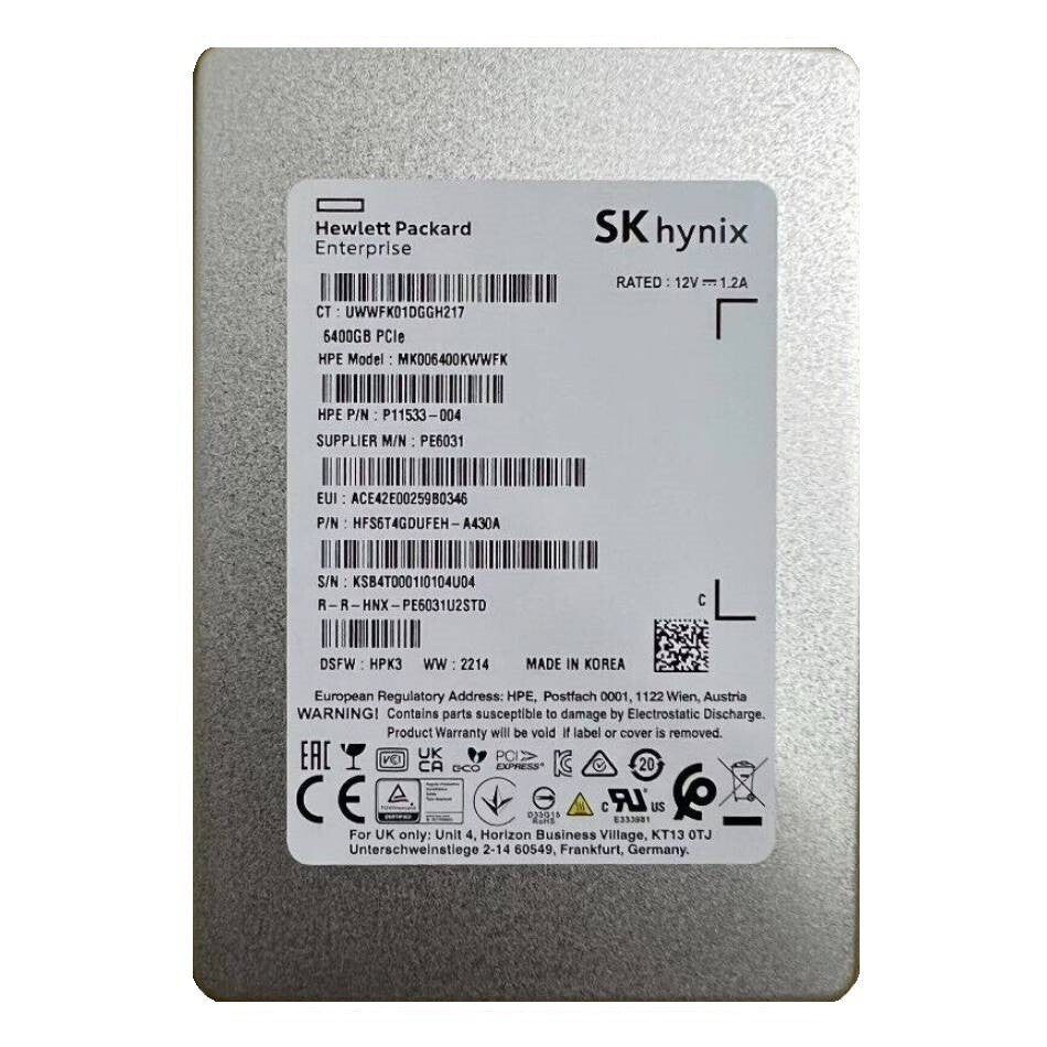 MK006400KWWFK HP 6.4TB Triple-Level Cell PCI Express NVMe x4 2.5" Solid State Drive