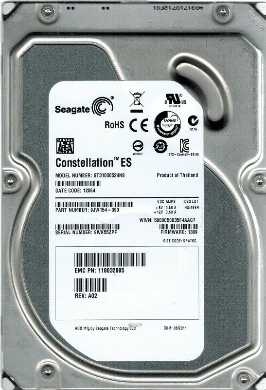 9CA158-334 Seagate Barracuda ES.2 1TB 7200RPM SATA 3Gbps 32MB Cache 3.5-inch Internal Hard Drive