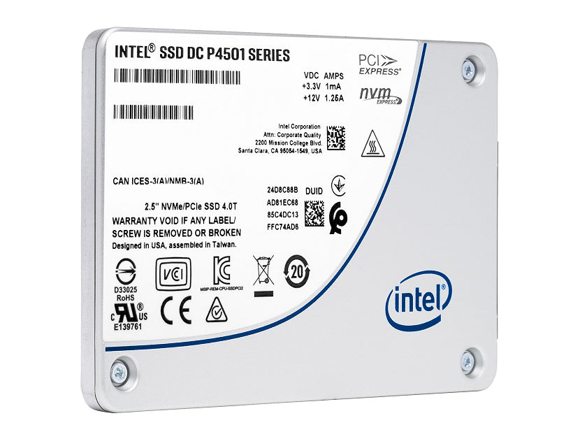 SSDPE7KX040T701 Intel DC P4501 Series 4TB TLC PCI Express 3.1 x4 NVMe AES-256/PLP U.2 2.5-inch Solid State Drive