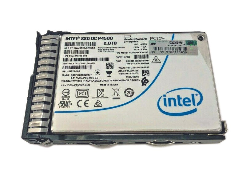 VO002000KWJSF HPE 2TB TLC PCI Express 3.1 x4 NVMe Read Intensive U.2 2.5-inch Solid State Drive