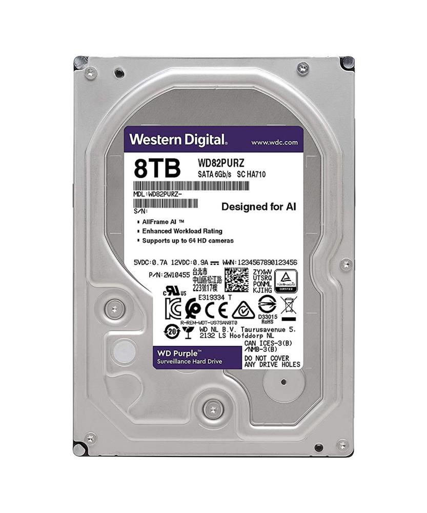 WD84PURZ Western Digital Purple 8TB 5640RPM SATA 6Gbps 128MB Cache 3.5-inch Hard Drive