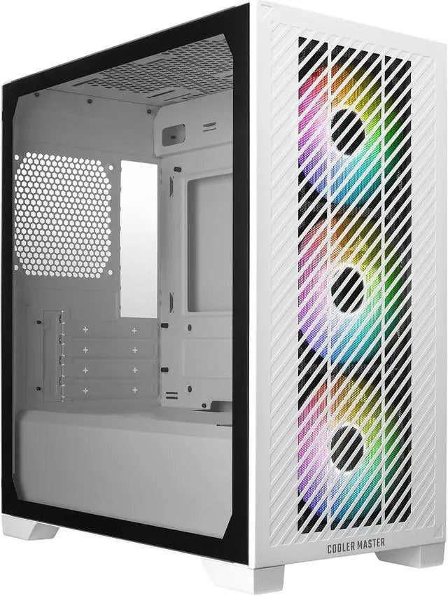 Cooler Master Elite 301 Gaming Case w/ Glass SideMicro ATX3x ARGB FansPSU ShroudIntake GrillUSB-CWhite