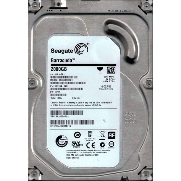 1CH164-020 Seagate Barracuda 2TB 7200RPM SATA 6GB/s 64MB Cache 3.5-inch Hard Drive