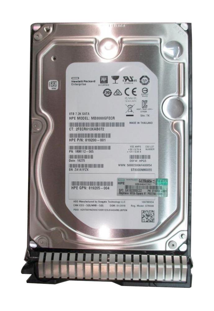 819205-002 HPE 8TB 7200RPM DS SAS 12Gbps 3.5-inch LPC Midline G10 Hard Drive