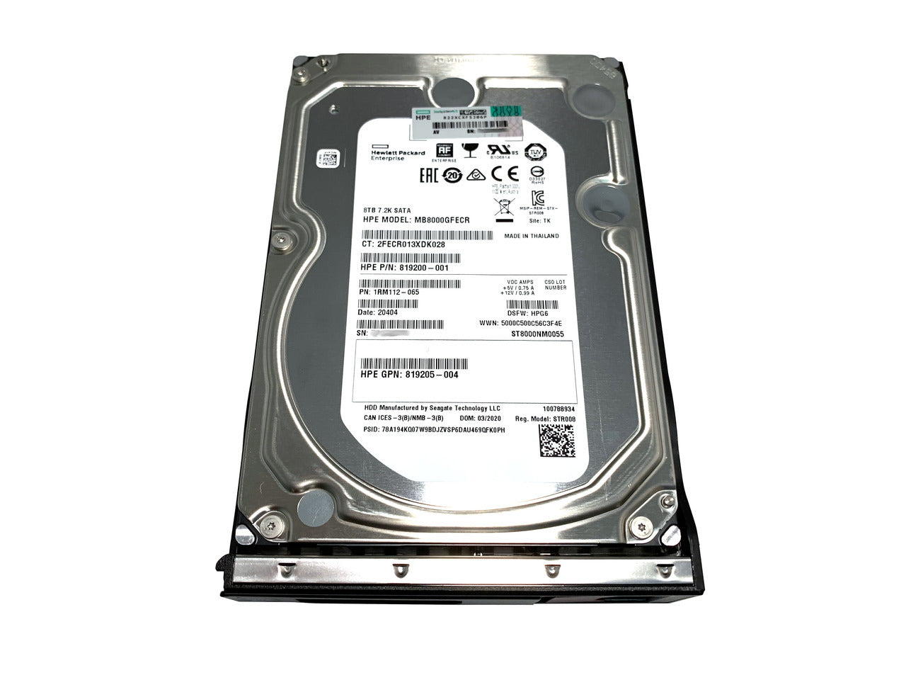 819205-004 HPE 8TB 7200RPM DS SAS 6Gbps 3.5-inch LP Midline G10 Hard Drive