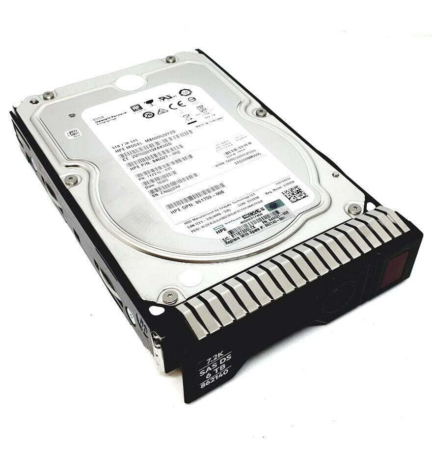 861759-006 HPE 6TB 7200RPM DS SAS 12Gbps 3.5-inch SC Midline G9 G10 Hard Drive