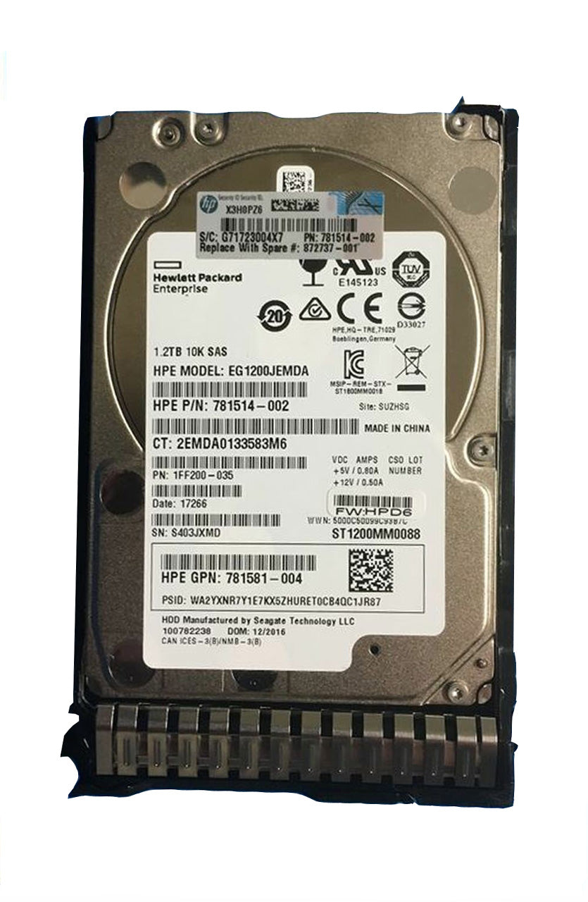 872479-K21 HPE 1.2TB 10000RPM DS SAS 12Gbps 2.5-inch SC Enterprise G9 G10 Hard Drive