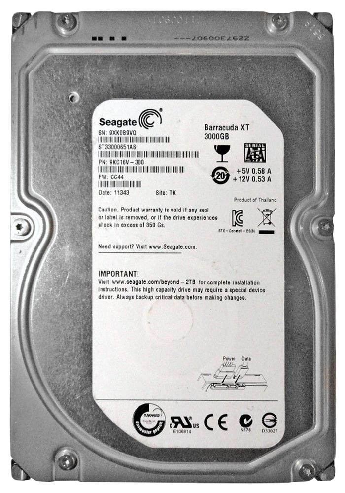 9KC16V-300 Seagate Barracuda XT 3TB 7200RPM SATA 6GB/s 64MB Cache 3.5-inch Hard Drive