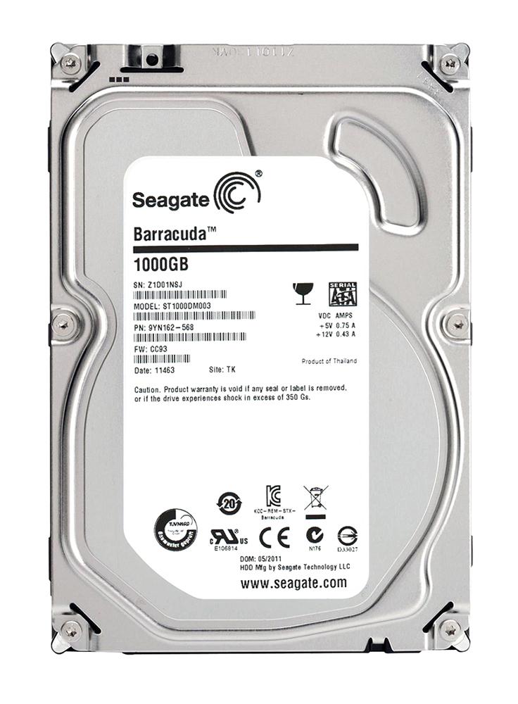 9YN162-568 Seagate Barracuda 1TB 7200RPM SATA 6GB/s 64MB Cache 3.5-inch Hard Drive