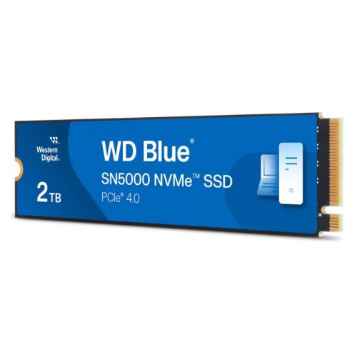 WD 2TB Blue SN5000 M.2 NVMe Gen4 SSD M.2 2280 PCIe4 3D NAND TLC R/W 5150/4850 MB/s 650K/770K IOPS