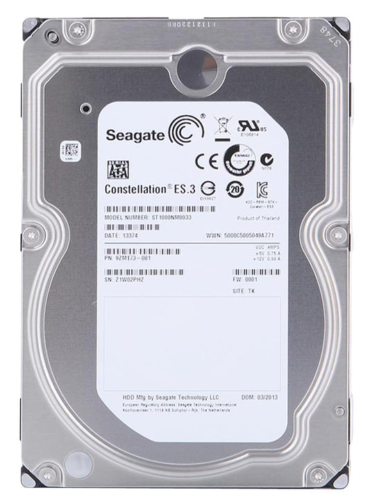 ST1000NM0033 Seagate Constellation ES.3 1TB 7200RPM SATA 6GB/s 128MB Cache (512n) 3.5-inch Hard Drive
