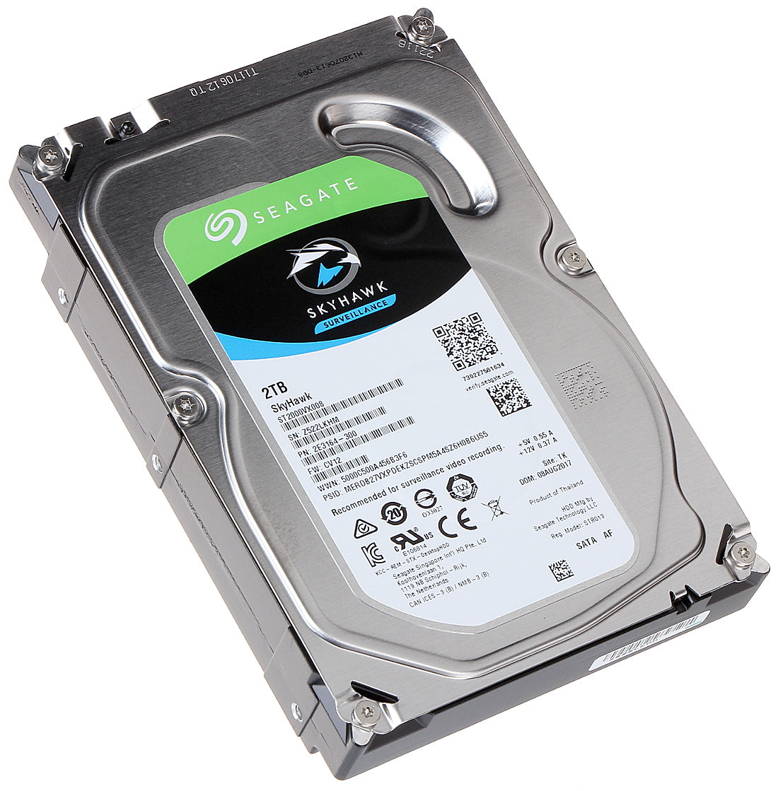 ST2000VX008 Seagate SkyHawk 2TB 7200RPM SATA 6GB/s 64MB Cache 3.5-inch Hard Drive