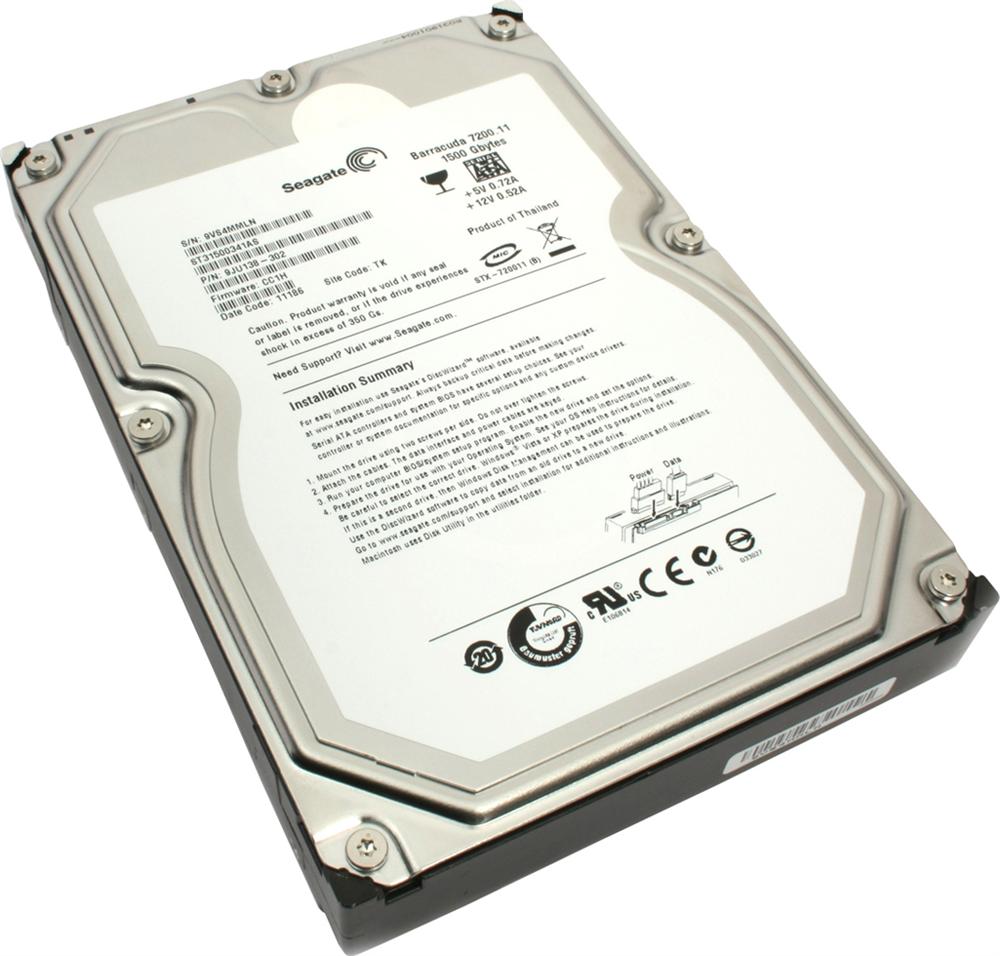 ST31500341AS Seagate Barracuda 7200.11 1.5TB 7200RPM SATA 3GB/s 32MB Cache 3.5-inch Hard Drive