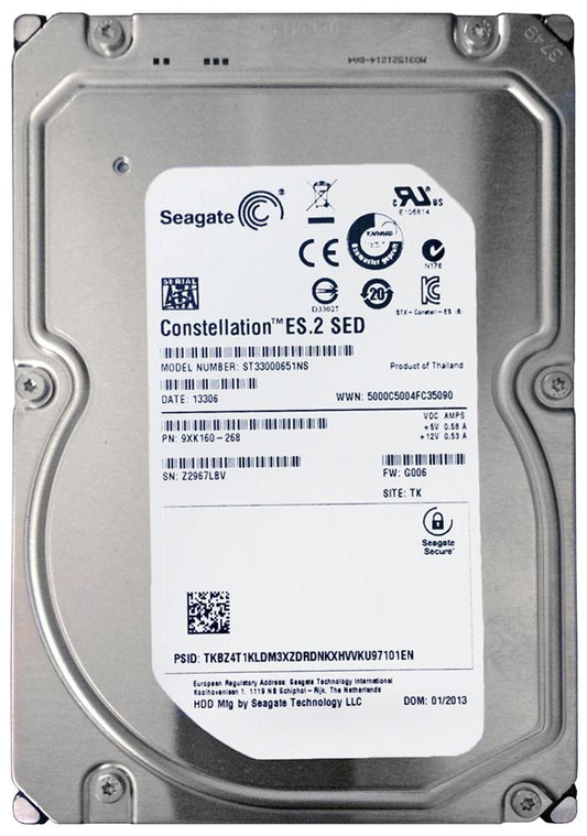 ST33000651NS Seagate Constellation ES.2 3TB 7200RPM SATA 6GB/s 64MB Cache 3.5-inch Hard Drive