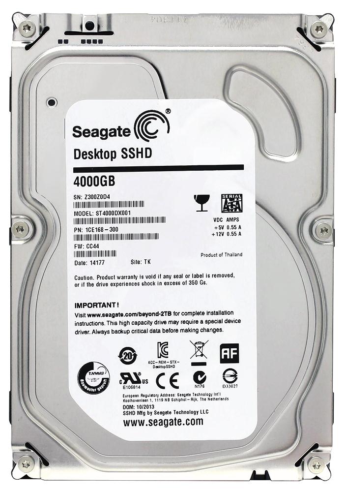 ST4000DX001 Seagate Desktop SSHD 4TB 7200RPM SATA 6GB/s 64MB Cache 8GB SSD 3.5-inch Hybrid Hard Drive
