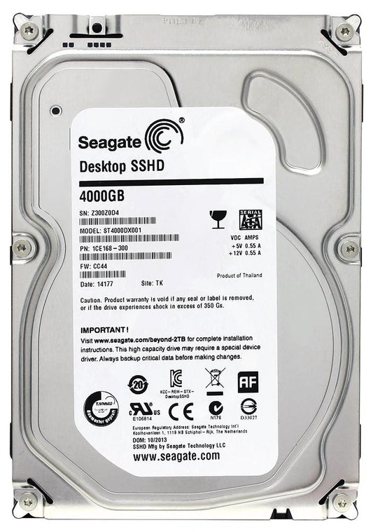 ST4000DX001 Seagate Desktop SSHD 4TB 7200RPM SATA 6GB/s 64MB Cache 8GB SSD 3.5-inch Hybrid Hard Drive