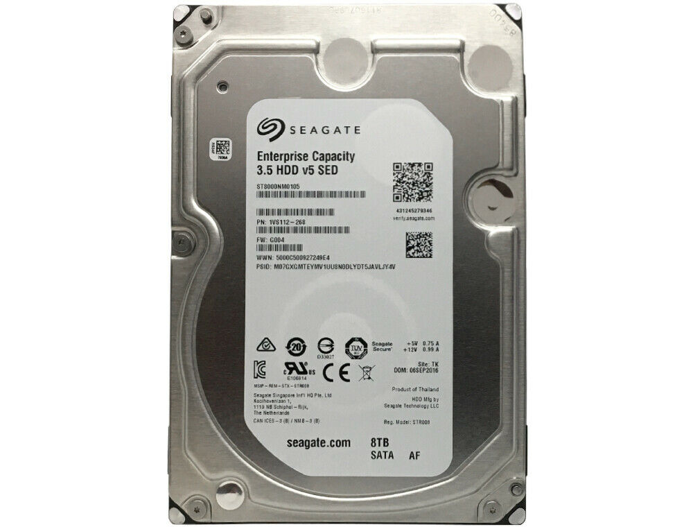 ST8000NM0105 Seagate Enterprise 8TB 7200RPM SATA 6GB/s 256MB Cache (SED / 512e) 3.5-inch Hard Drive