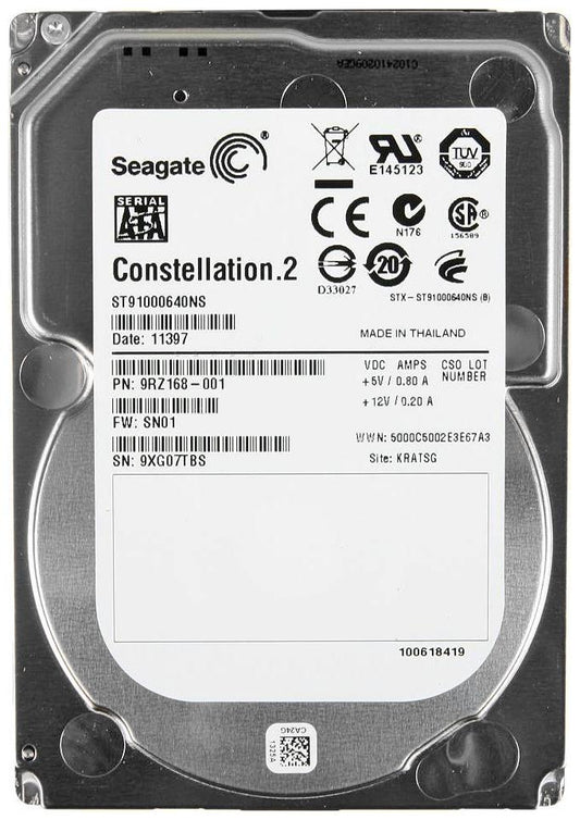 ST91000640NS Seagate Constellation.2 1TB 7200RPM SATA 6GB/s 64MB Cache (512n) 2.5-inch Hard Drive