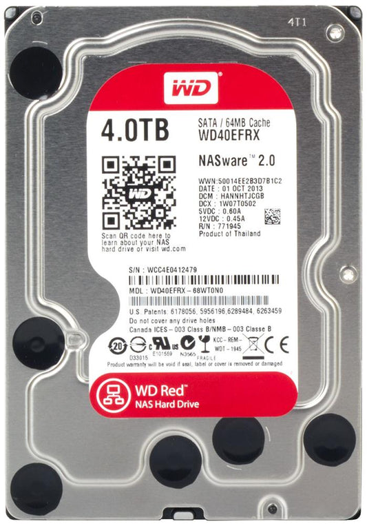 WD40EFRX-68WT0N0 Western Digital Red 4TB 5400RPM SATA 6GB/s 64MB Cache 3.5-inch Hard Drive