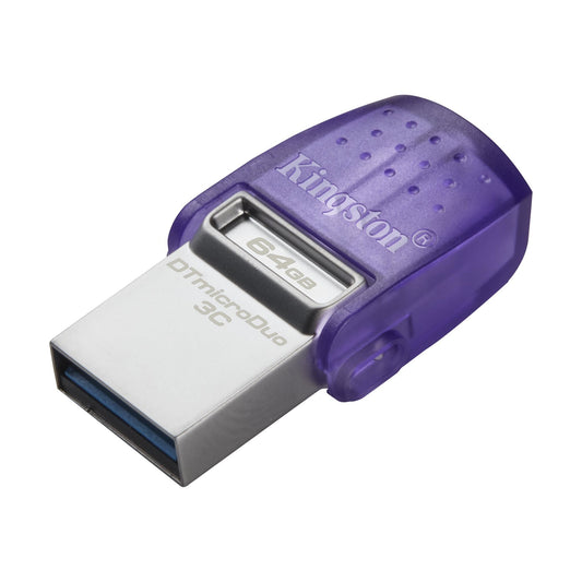 Kingston 64GB DataTraveler microDuo 3C USB-A & USB-C 3.2 Gen1 Memory PenRotating Cap200MB/s