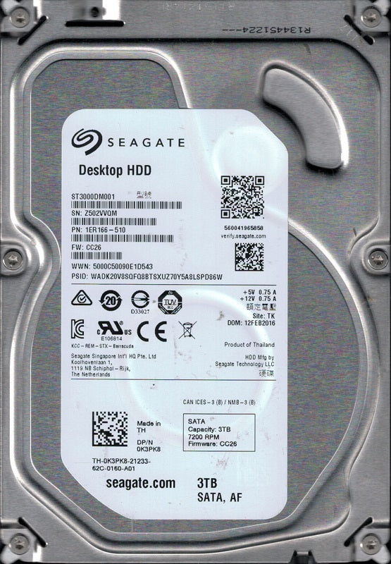 1ER166-510 Seagate 3TB 7200RPM SATA 6Gb/s 3.5-inch Hard Drive
