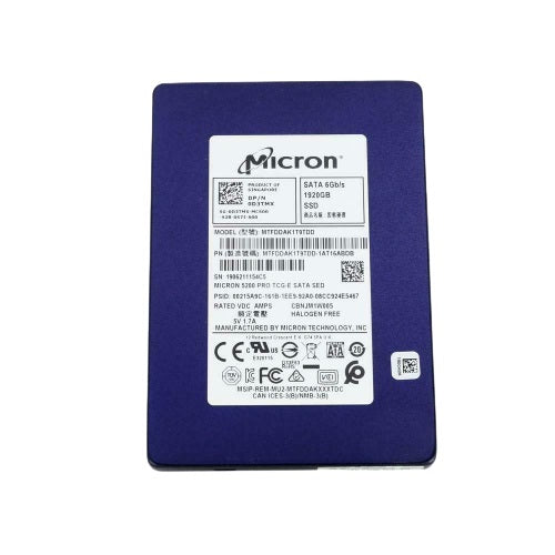 MTFDDAK1T9TDD-1AT1ZAB Micron 5200 PRO 1.92TB eTLC SATA 6Gbps Read Intensive (SED TCGe / PLP) Mixed-Use 2.5-inch Solid State Drive