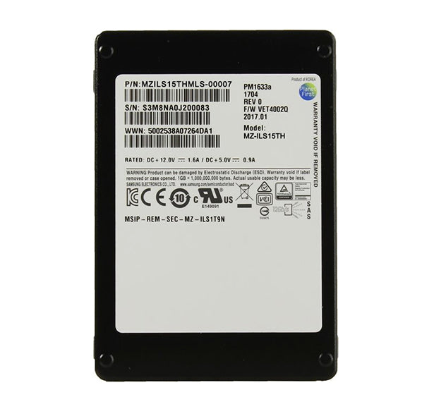 MZ-ILS15TH Samsung PM1633A 15.36TB SAS 12Gbps 2.5-Inch Solid State Drive