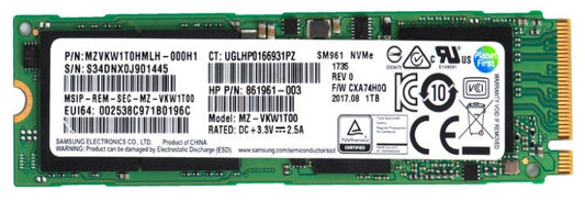 MZVKW1T0HMLH-000H1 Samsung SM961 Series 1TB MLC PCI Express 3.0 x4 NVMe M.2 2280 Solid State Drive