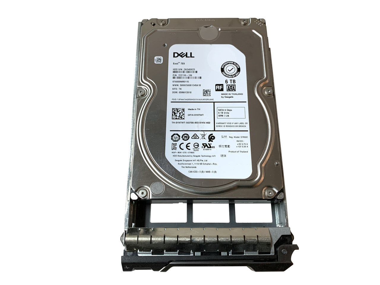 N475Y Dell 6TB 7200RPM SAS 12Gbps 4Kn Hot-Pluggable 3.5-inch Hard Drive