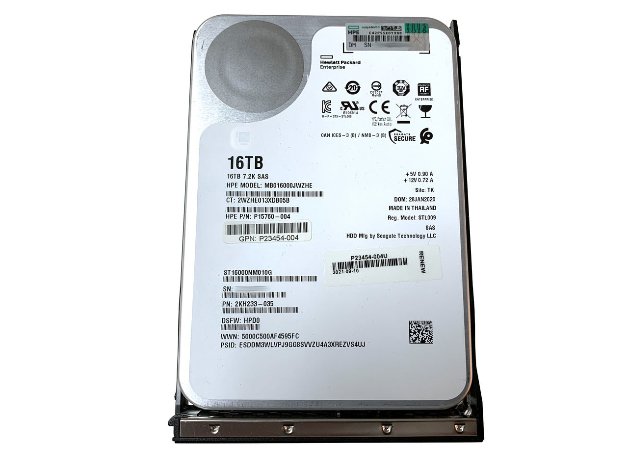 P25245-001 HPE 16TB 7200RPM SAS 12Gbps (512e) 3.5-inch Internal Hard Drive with Smart Carrier