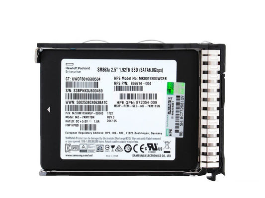P44009-S21 HPE PM893 1.92TB SATA 6Gbps Read Intensive 2.5-Inch BC Solid State Drive for G10+ Server