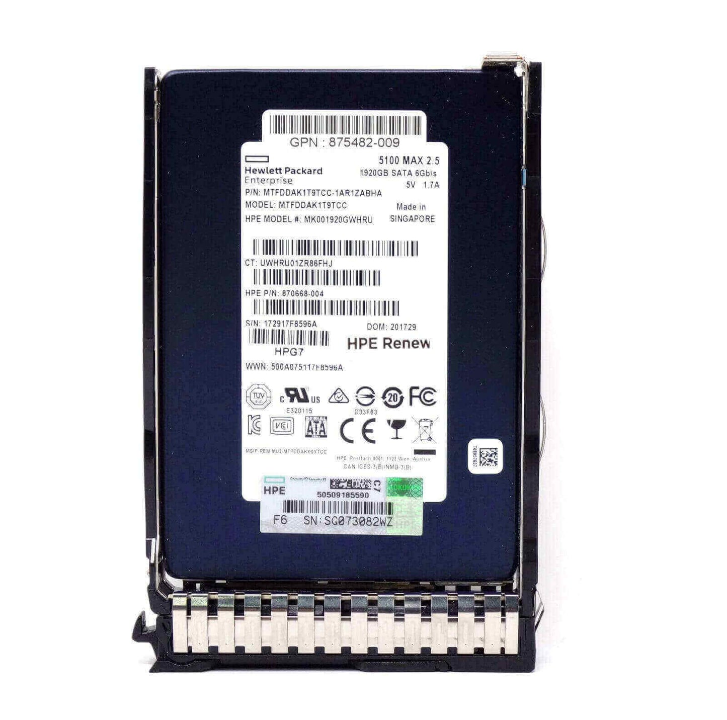 P47816-B21 HPE PM897 1.92TB SATA 6Gbps Mixed Use 2.5-Inch Solid State Drive for G8/G10 Server