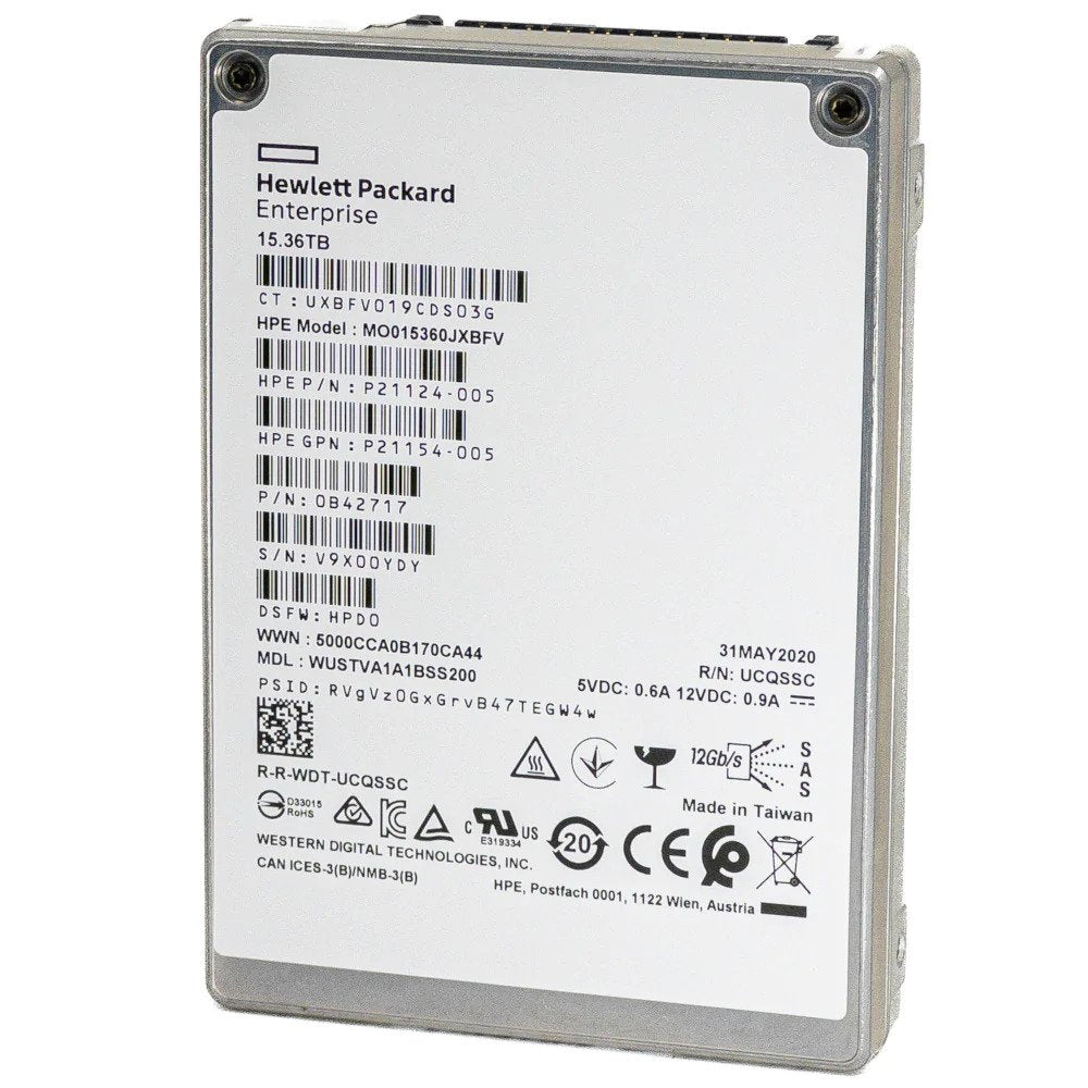 P49743-001 HPE 15.36TB SAS 24Gbps Read Intensive 2.5-Inch BC Solid State Drive for G10+ Server