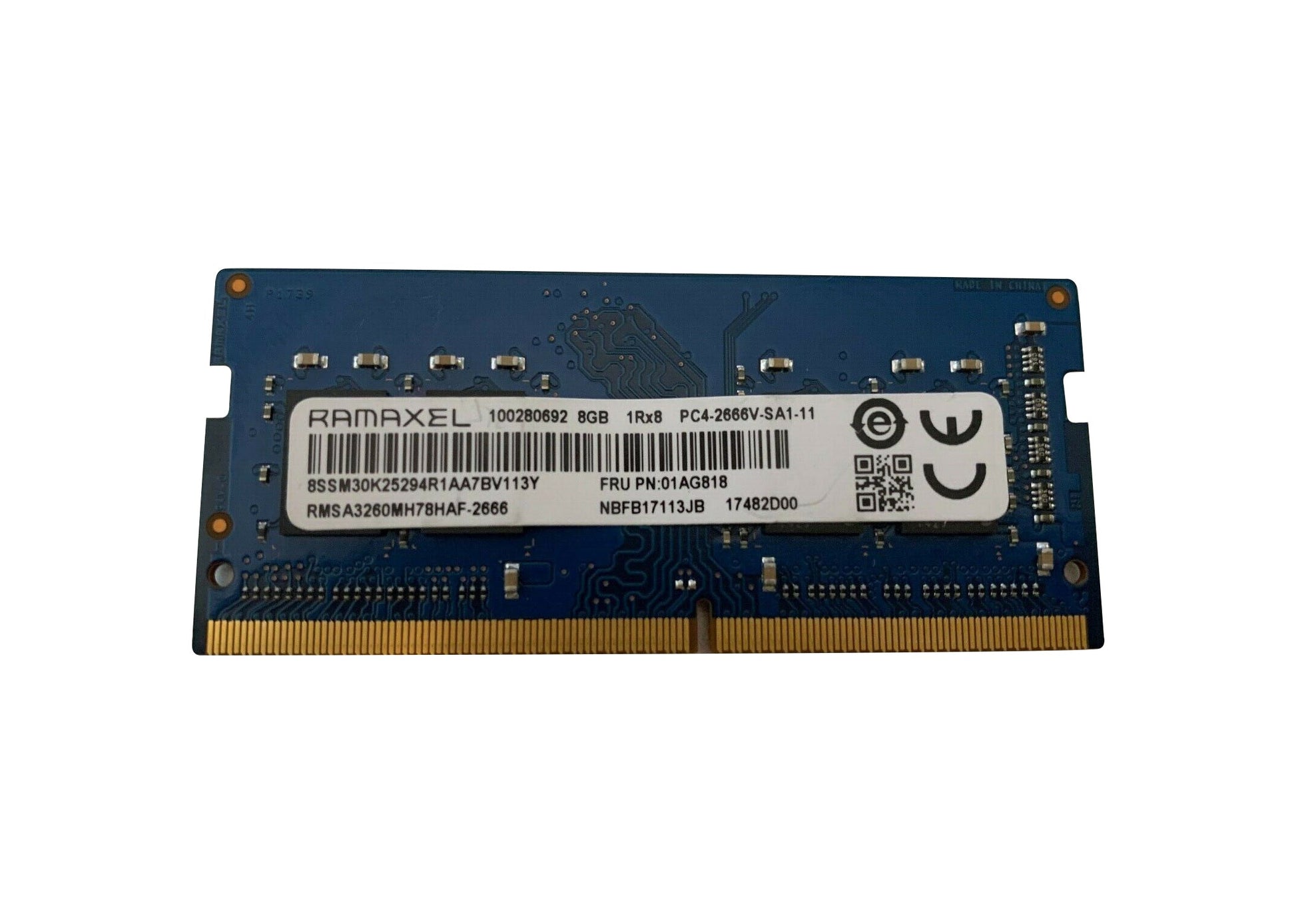 RMSA3260MH78HAF-2666 Ramaxel 8GB DDR4-2666MHz PC4-21300 Non-ECC Unbuffered CL19 260-Pin SODIMM 1.2V Single Rank Memory Module