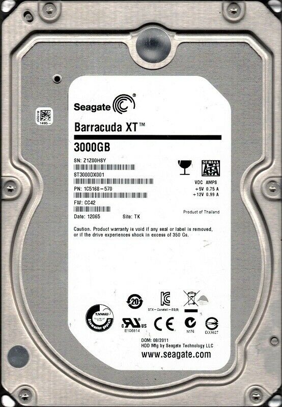 ST3000DX001 Seagate Desktop SSHD 3TB 7200RPM SATA 6Gbps 64MB Cache 8GB SSD 3.5-inch Internal Hybrid Hard Drive