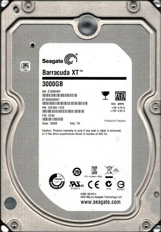 ST3000DX001 Seagate Desktop SSHD 3TB 7200RPM SATA 6Gbps 64MB Cache 8GB SSD 3.5-inch Internal Hybrid Hard Drive