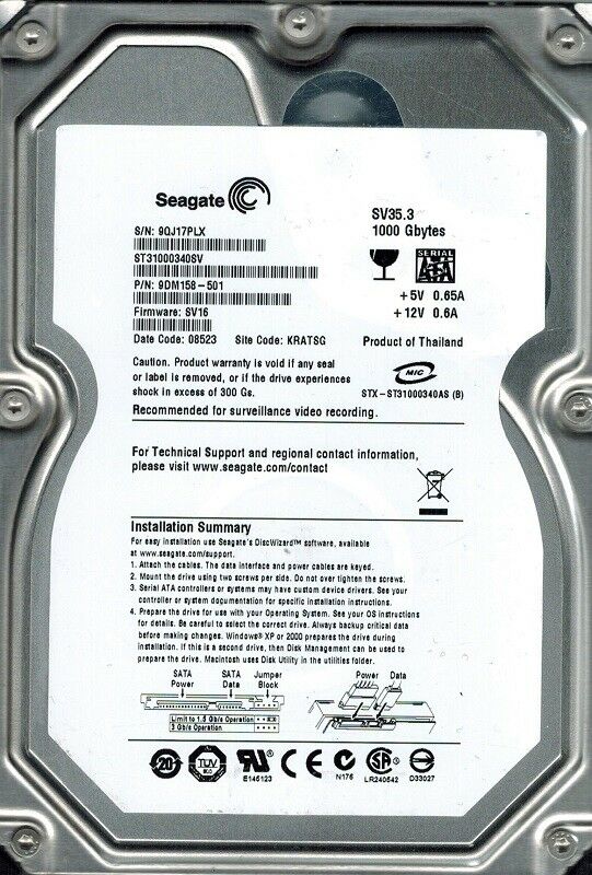 9FZ136-881 Seagate Barracuda 7200.11 1TB 7200RPM SATA 3Gbps 32MB Cache 3.5-inch Internal Hard Drive