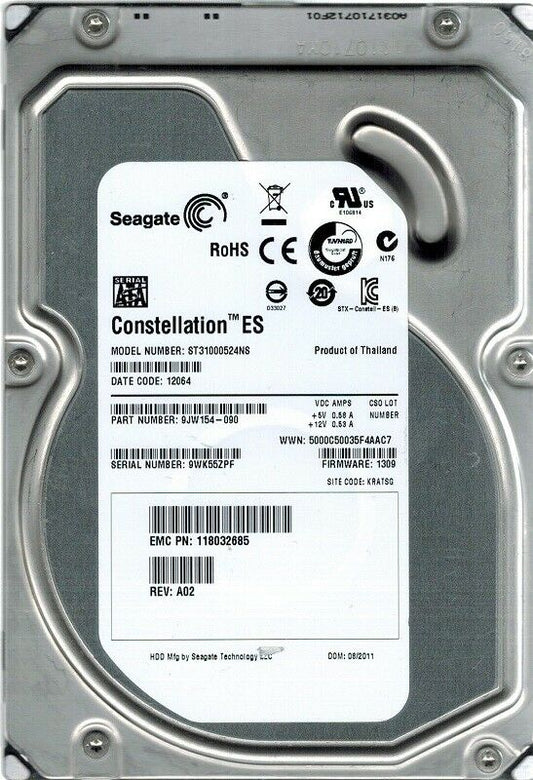 9CA158-334 Seagate Barracuda ES.2 1TB 7200RPM SATA 3Gbps 32MB Cache 3.5-inch Internal Hard Drive