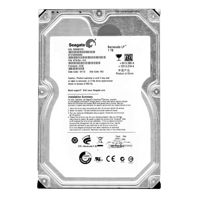 ST31000520AS - Seagate Barracuda LP 1TB 5900RPM SATA 3GB/s 32MB Cache 3.5-inch Hard Drive 