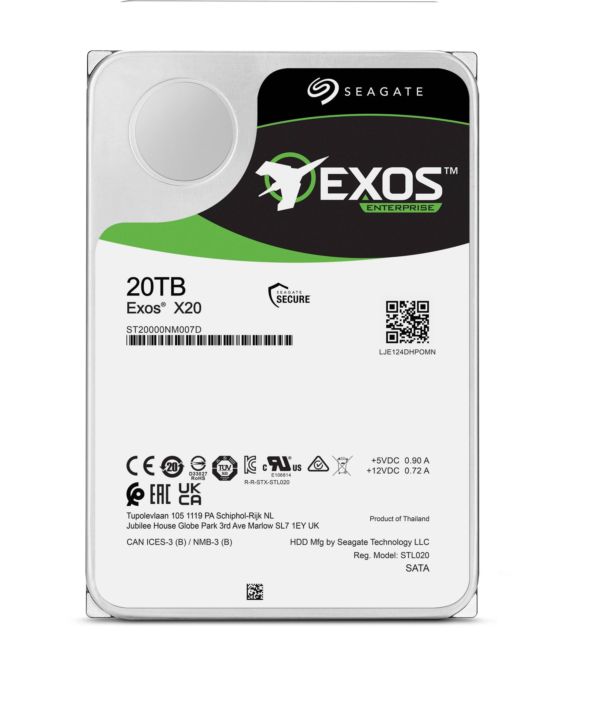 ST20000NM004D Seagate Exos X20 20TB 7200RPM SAS 12Gbps 256MB Cache 3.5-inch Hard Drive