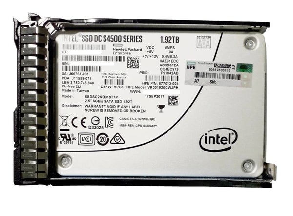 VK001920GWJPH HPE 1.92TB TLC SATA 6Gbps Hot Swap Read Intensive 2.5-inch Solid State Drive