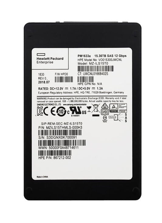 VO015300JWCNL HPE 15.3TB SAS 12Gbps Read Intensive 2.5-inch Solid State Drive