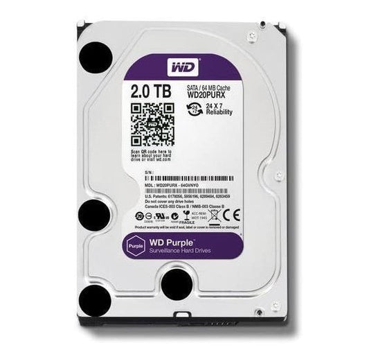 WD20PURX-64PFUY0 Western Digital Purple Surveillance 2TB 5400RPM SATA 6Gbps 64MB Cache 3.5-Inch Hard Drive