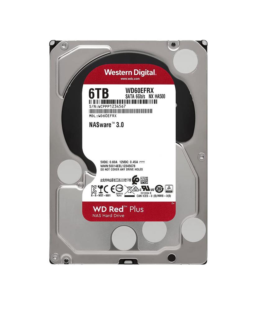 WD60EFZX Western Digital Red Plus NAS 6TB 5400RPM SATA 6Gbps 128MB Cache 3.5-inch Hard Drive